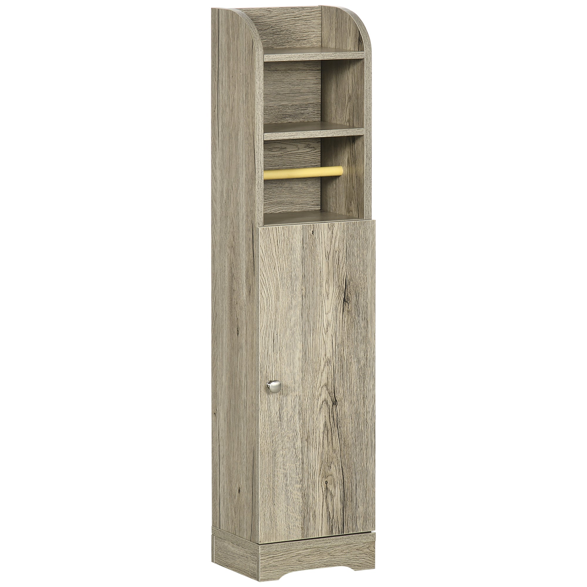 Kleankin Truciolata bathroom cabinet with 2 shelves and 2 -level locker, 23x18x100cm, Grey - Borgè