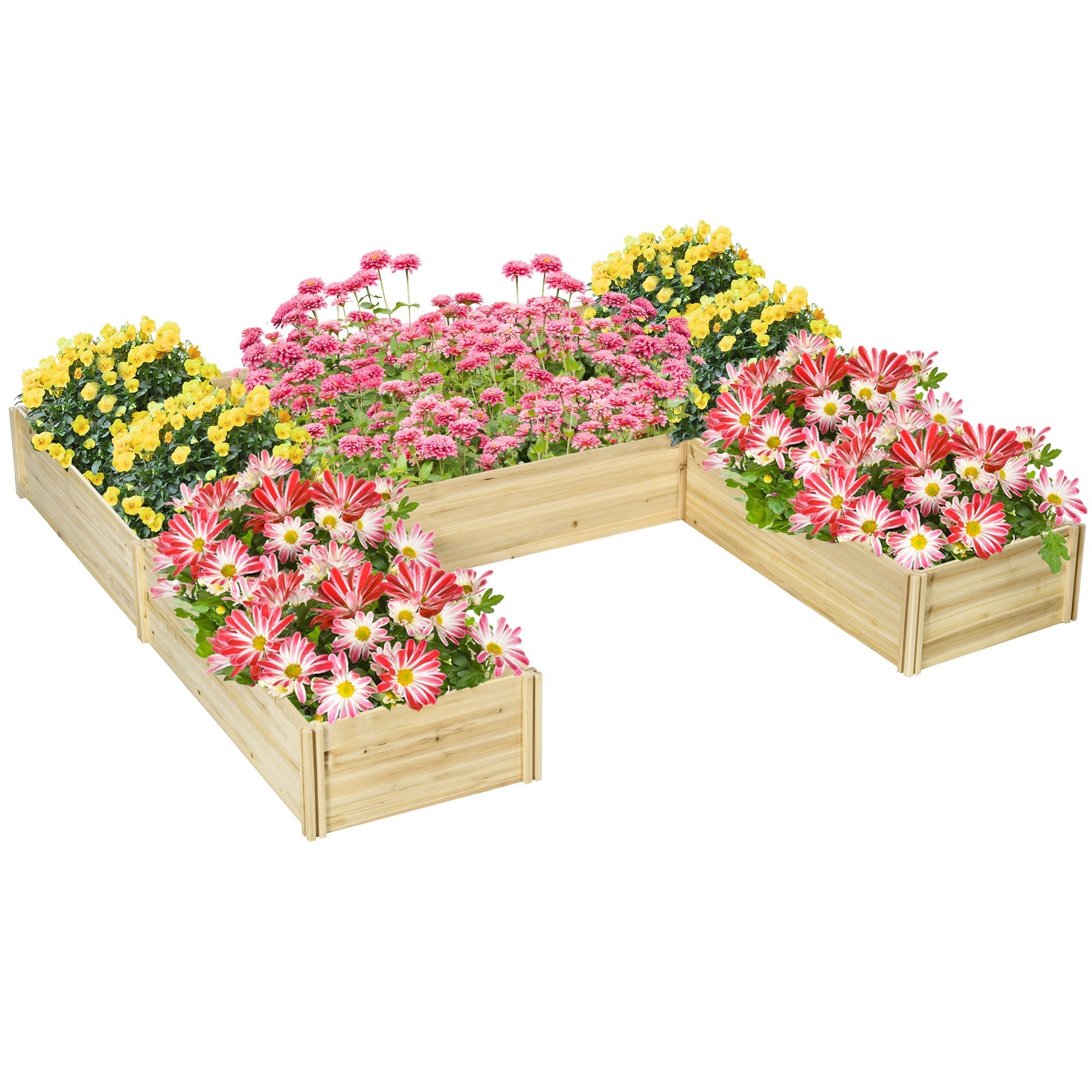 Outdoor Planter 5 Piece Modular Open Bottom in Fir Wood, 230x230x28 cm - Borge' Group Limited