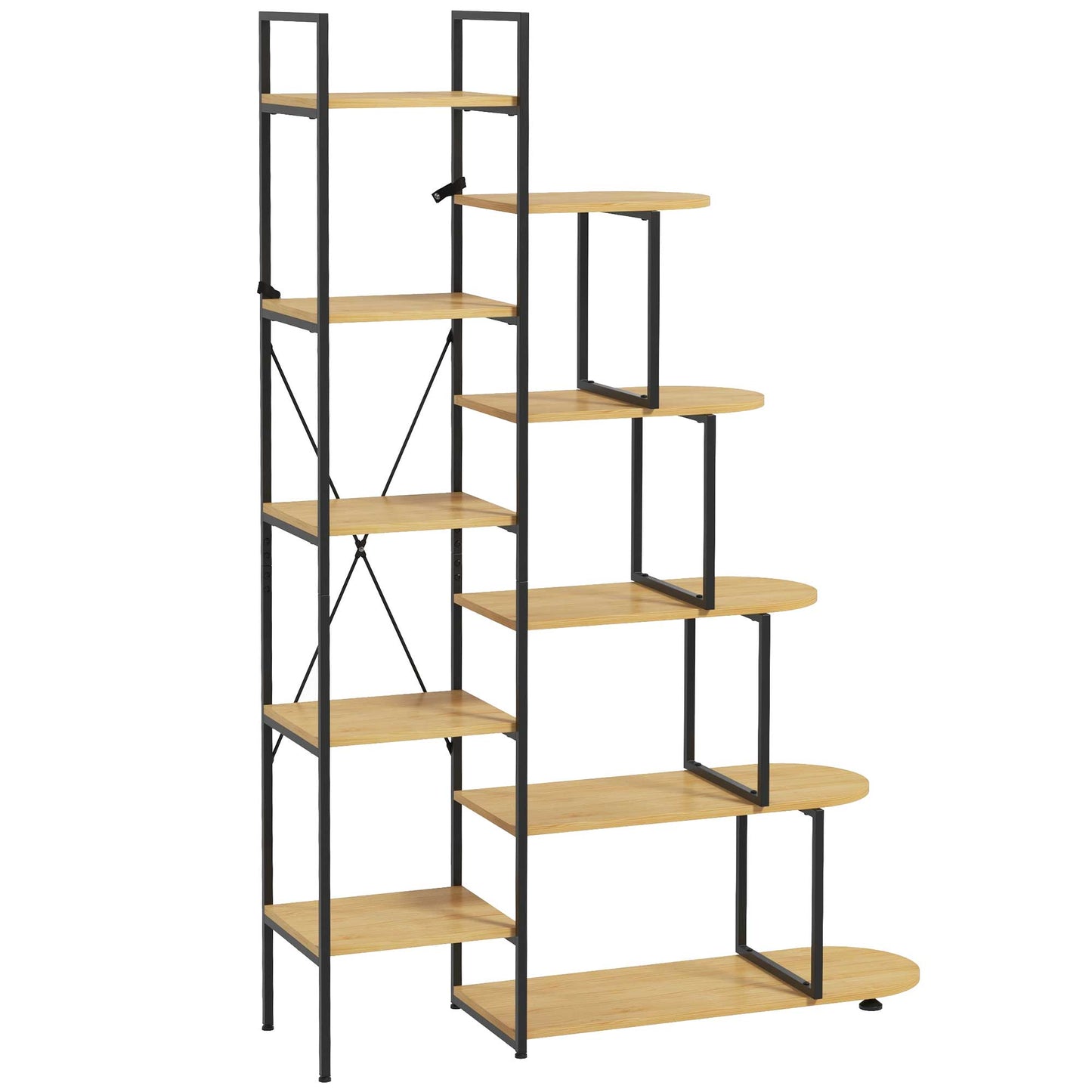 Homcom Bookcase with 10 -level bookcase, industrial style in chipboard and steel, 111.5x32x170 cm - Borgè