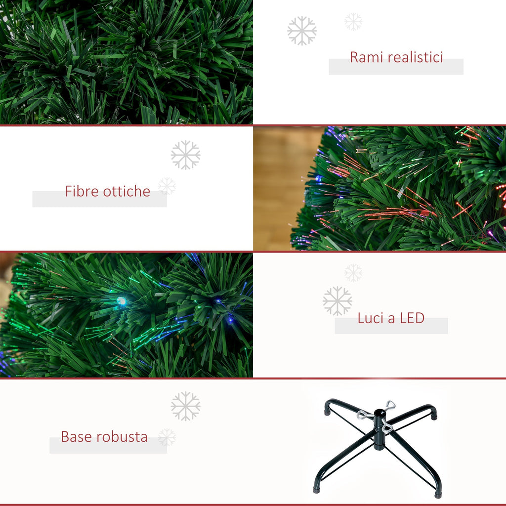 Christmas tree 120cm with 130 fiber optic branches and PVC and 16 LED lights - Borgè