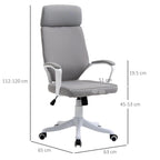 Swivel Office Chair with Headrest, Height-Adjustable Armchair with Rocking Function, 63x65x112-120cm, Light Grey - Borgè