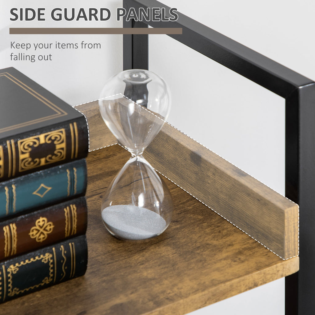 Homond industrial style bookcase with 5 wooden and metal shelves, 48x30x155cm, rustic brown - Borgè