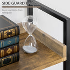 Homond industrial style bookcase with 5 wooden and metal shelves, 48x30x155cm, rustic brown - Borgè