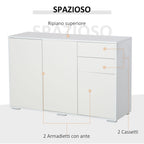 Multiuse cabinet 2 drawers and 2 pressure cabinets, white, white - Borgè