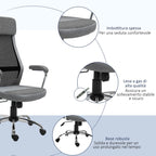 VATER CHAIR CHAIR OFFICOMICAL OFFICE, Adjustable height and rocking in Grey mesh fabric - Borgè