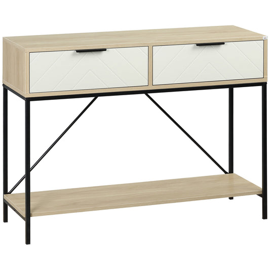 GANZA | Table Entrance Console with 2 drawers and lower shelf | 100x33.5x76.5 cm