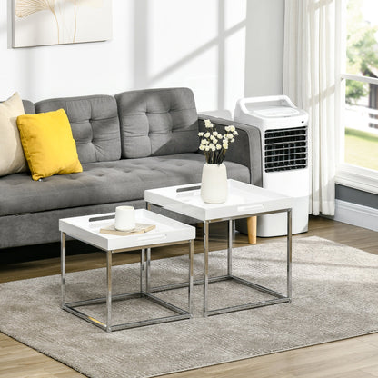 ROSS | White and Silver Set with 2 Coffee Tables