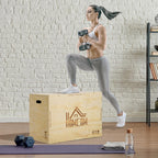 3-Height Wooden Plyo Box, Plyometric Jumping Box Capacity 120kg, 61x51x76cm - Borge' Group Limited
