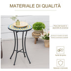 Metal Garden Coffee Table with Mosaic Top, Ф35.5x53.5cm - Borge' Group Limited