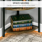 Homonda Modern Angular Bookshop with 6 metal shelves and MDF, 34x34x166cm, brown and black - Borgè