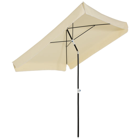 Outsunny outdoor umbrella 200x200cm, terrace, garden with square roof, adjustable and portable, cream white - Borgè