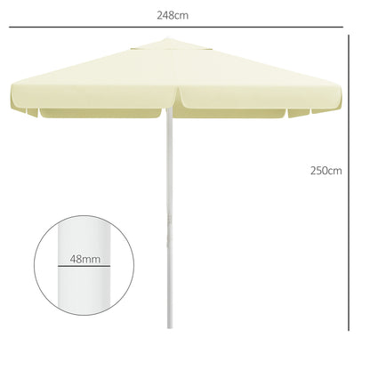 Outsunny Garden umbrella at an adjustable height in aluminum, metal and polyester, 248x248x250 cm, beige white - Borgè