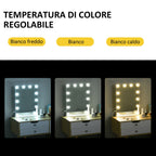 Homcom table mirror for makeup and make -up with 12 dimmable led lights and touch switch - Borgè