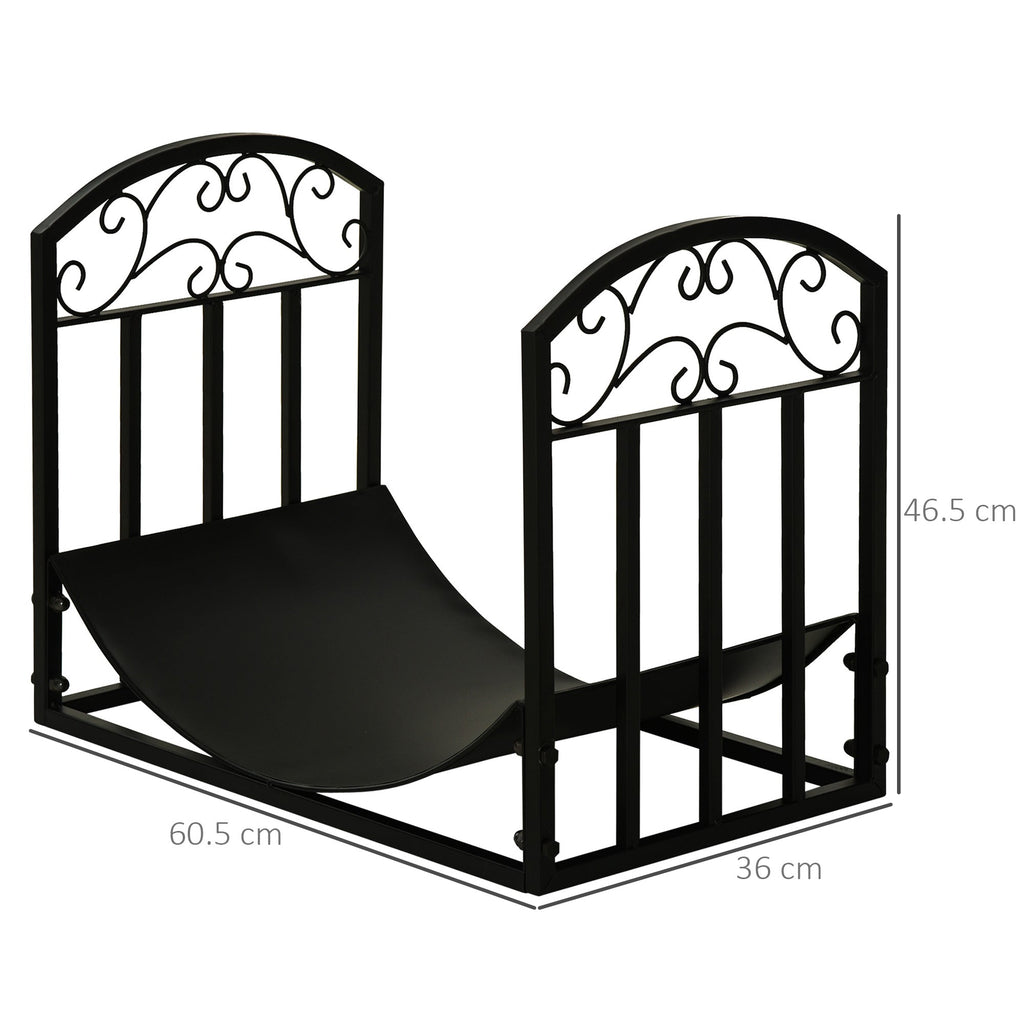 Outsunny interior and exterior metal portal with curved shelf, up to 60kg of wood - black - Borgè