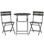 SMOKY GREY | 3 Piece Garden Set with 2 Folding Chairs and Table in Steel and HDPE, Dark Grey - Borge' Group Limited