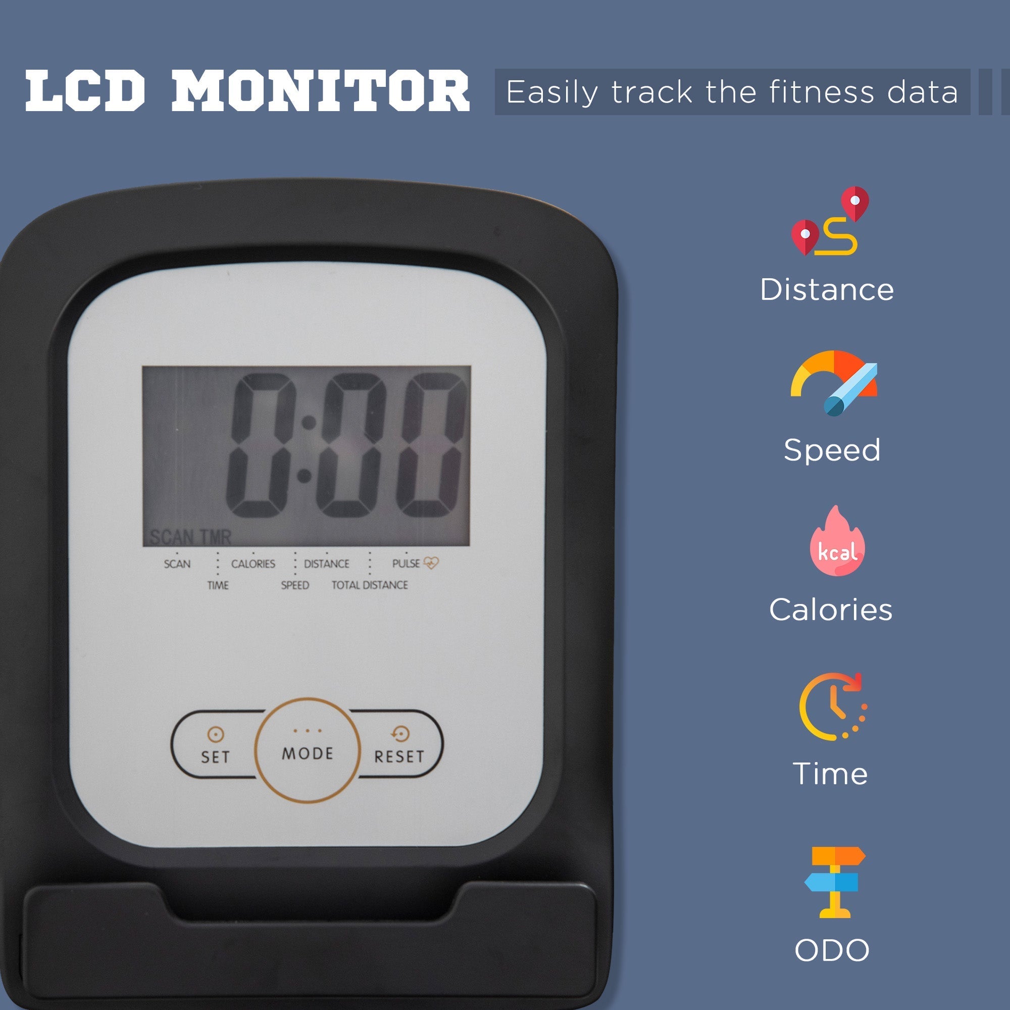 Cyclette horizontal Recumbent with 8 levels of resistance, LCD screen and adjustable seat, 122-137x62x103 cm - Borge' Group Limited