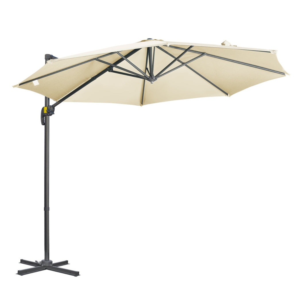 3x2.5m Off-center Garden Umbrella with Adjustable Angle and 360° Rotatable, Cream - Borge' Group Limited