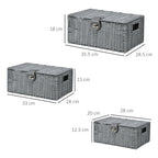 Set of 3 Grey Storage Boxes in with lid in different sizes - Borgè
