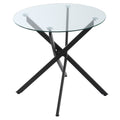 Round glass table and crossed metal legs, modern table for living and study, 80x80x75cm, black - Borgè