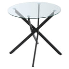 Round glass table and crossed metal legs, modern table for living and study, 80x80x75cm, black - Borgè
