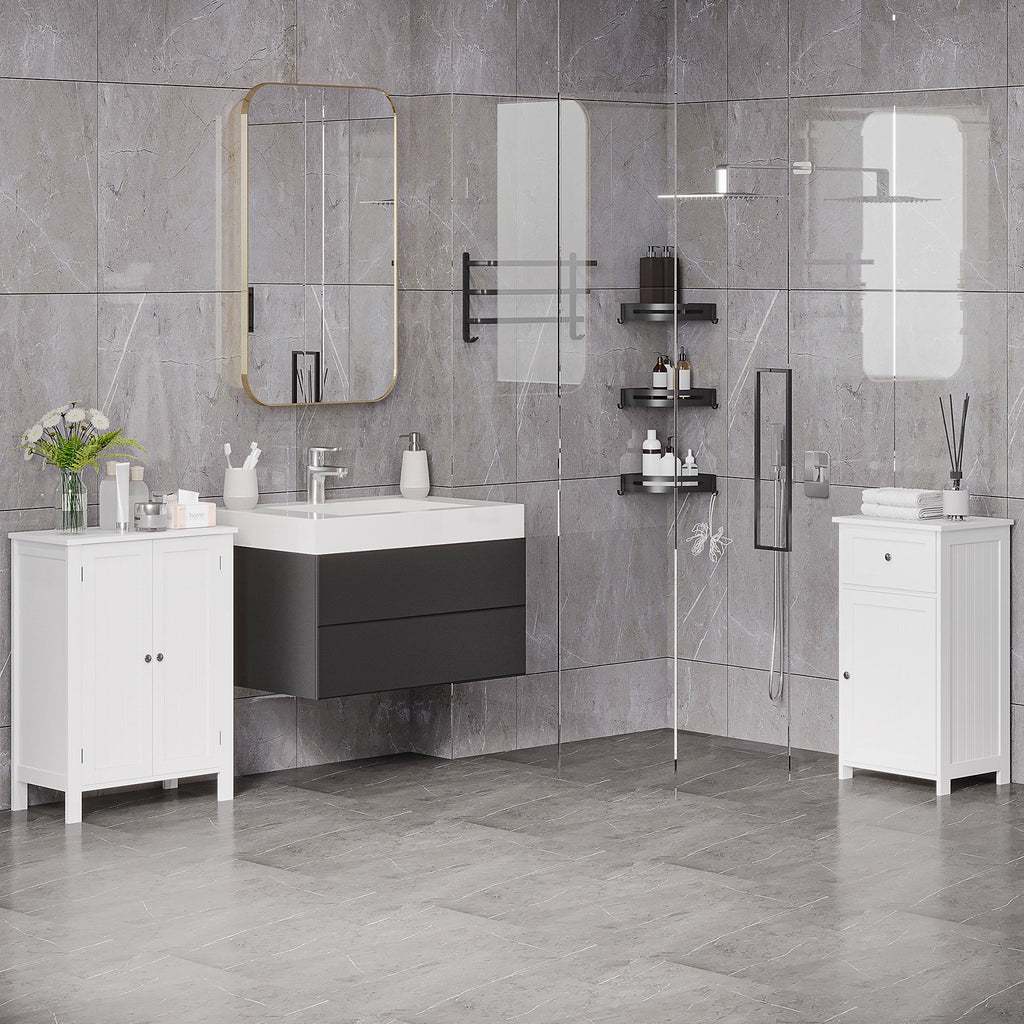 Kleankin Bathroom Cabinet two doors white 60 x 30 x 80cm - Borgè