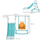 slide for children with adjustable swing, basket and balls for bedroom and garden, 149x186x98cm, blue and orange - Borgè