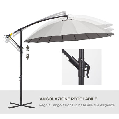 Outsunny Garden umbrella φ296cm, arm umbrella for Grey exterior with cross base - Borgè