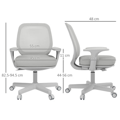 Ergonomic office chair and reclining at adjustable height with 5 wheels, 55x48x82.5-94.5 cm, gray - Borgè