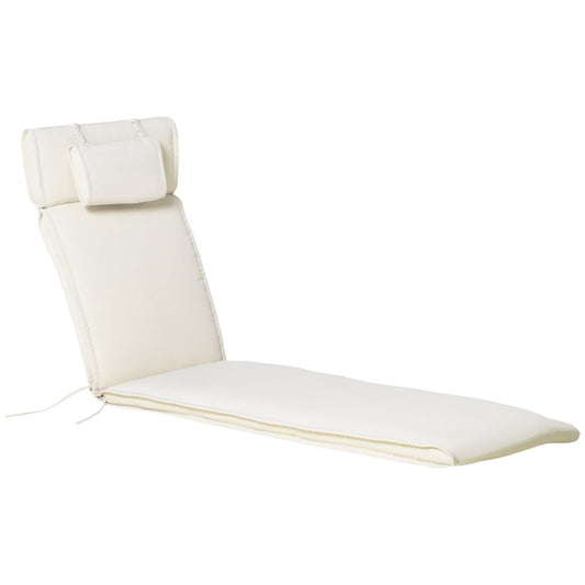 Outsunny cushion for deck chairs Garden sunbed, cream white, 198x53x5cm - Borgè