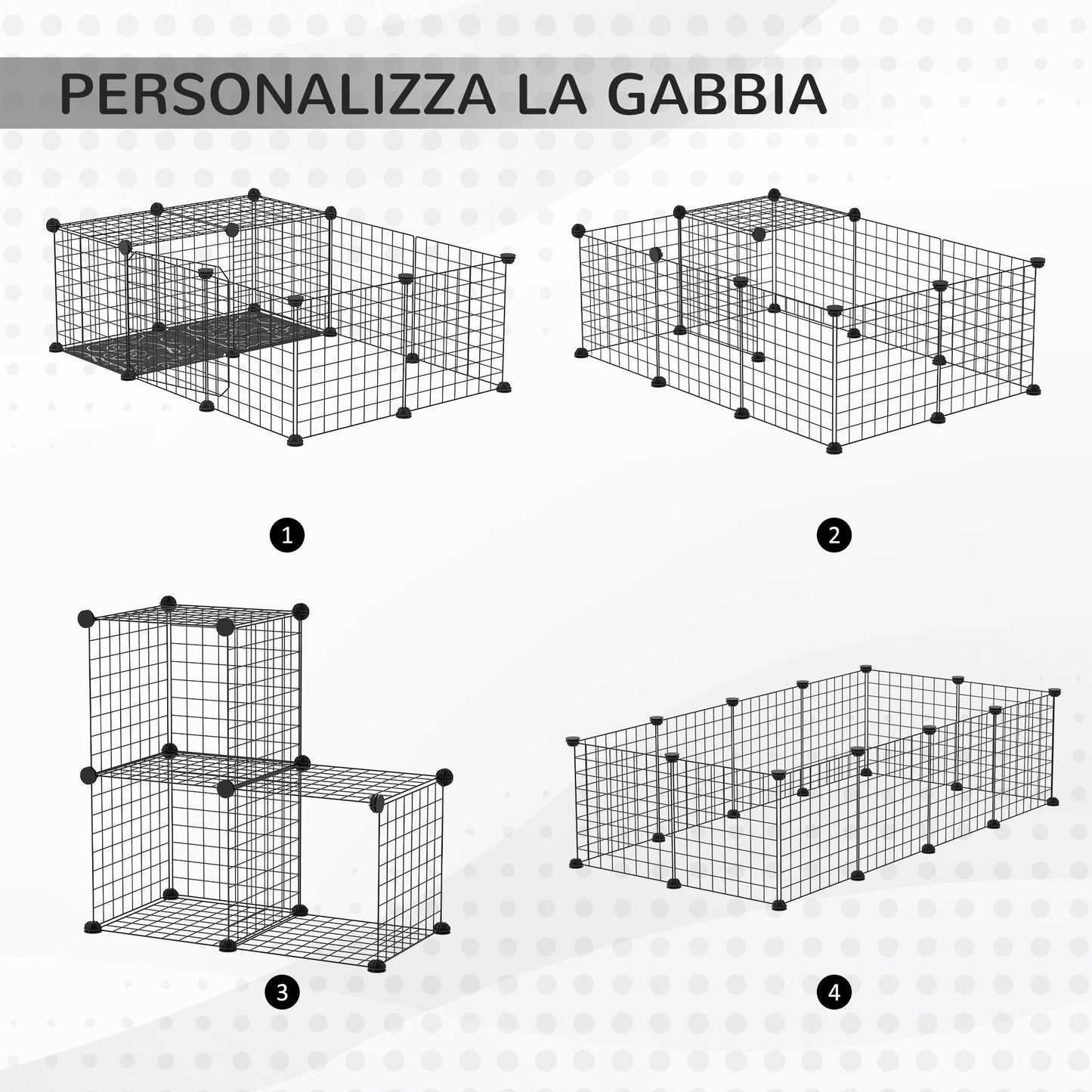 PAWHUT Fence for rabbits and piglets of India modular with editing accessories, 105x70x35cm - Black - Borgè