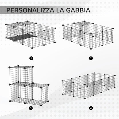 PAWHUT Fence for rabbits and piglets of India modular with editing accessories, 105x70x35cm - Black - Borgè