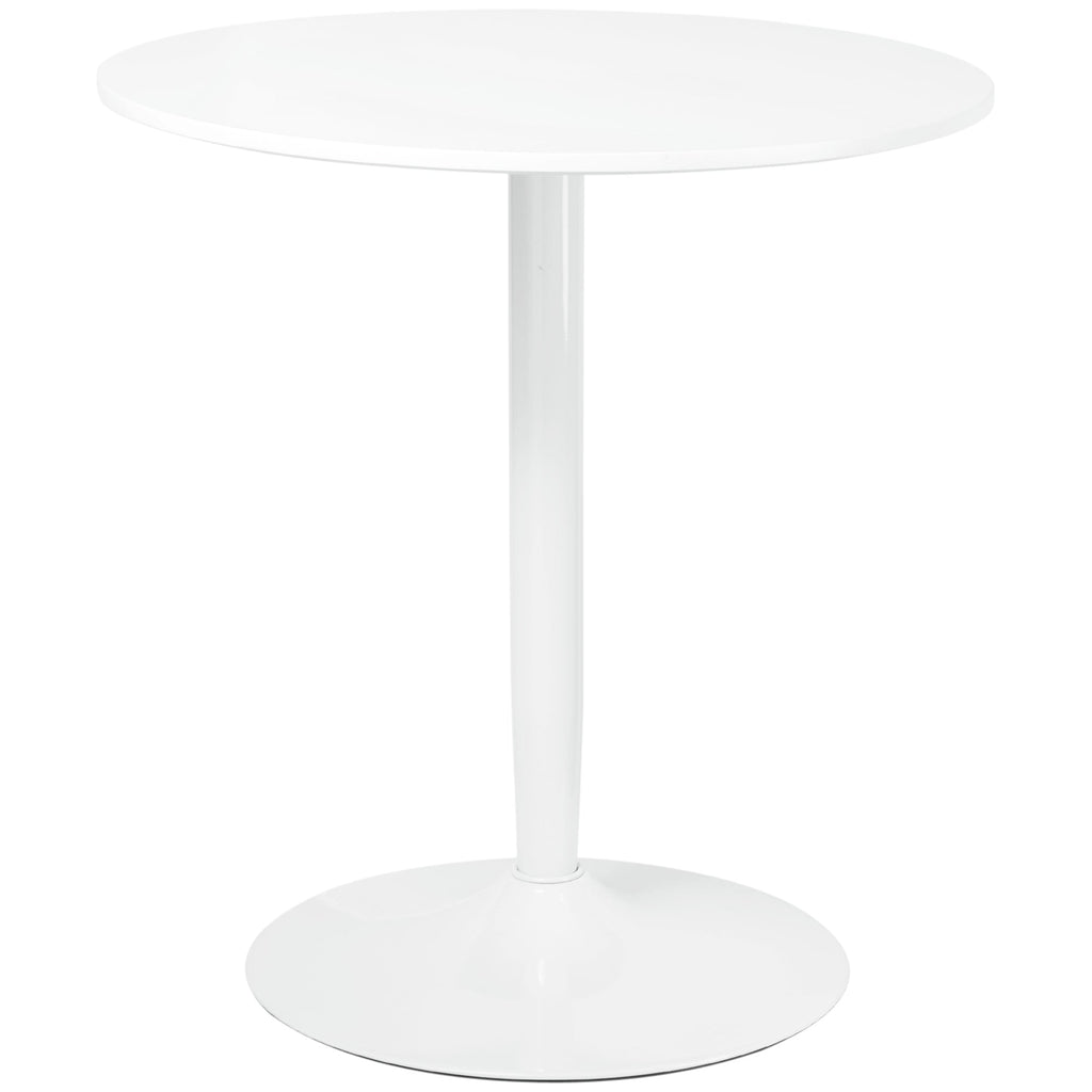 Modern Round Table For 2 people in MDF and Steel, Ø70x75cm, White - Borgè