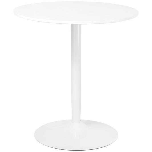 Modern Round Table For 2 people in MDF and Steel, Ø70x75cm, White - Borgè