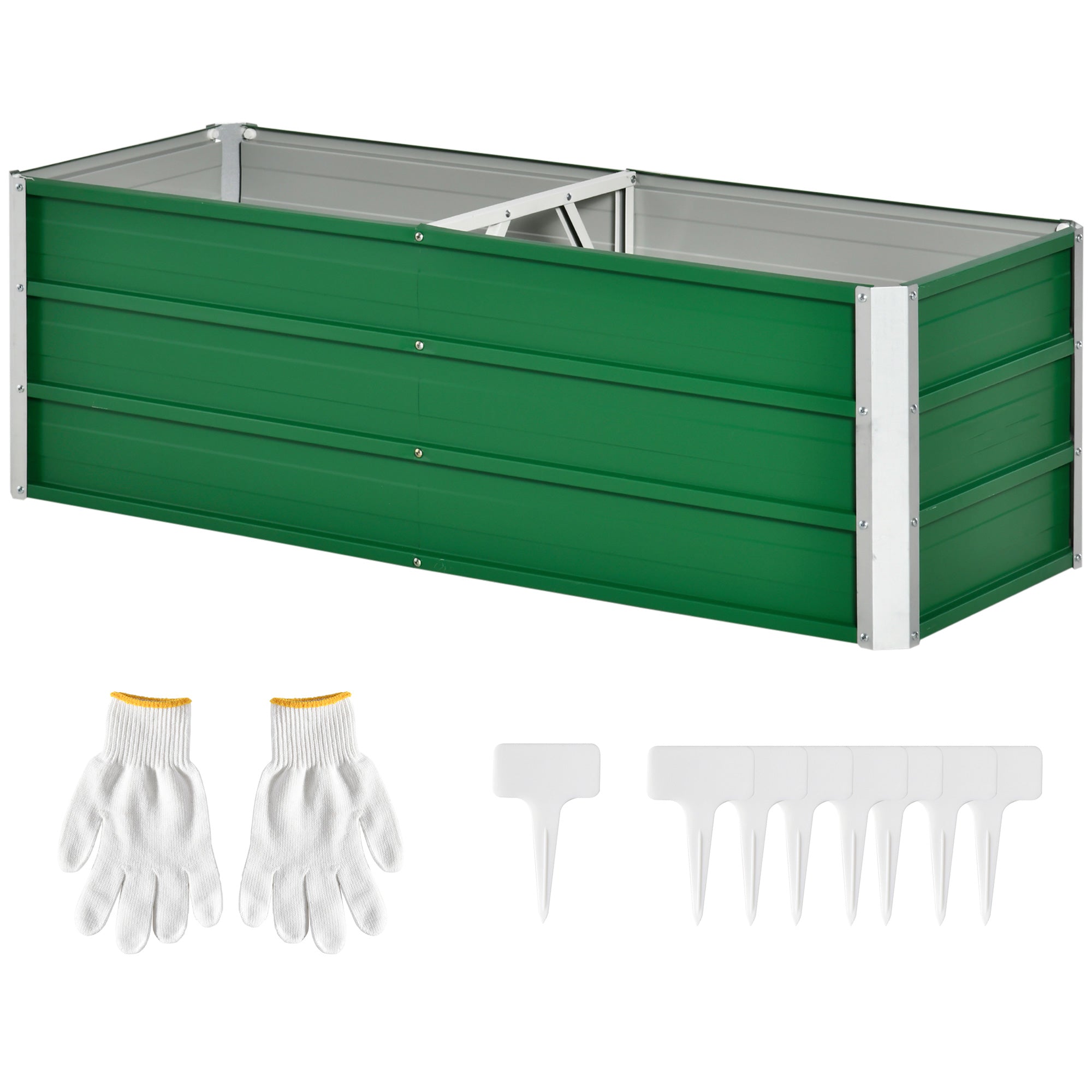 Outsunny bottom flower wrapping with 2 cultivation areas, in steel, 125x47x40 cm, green - Borgè