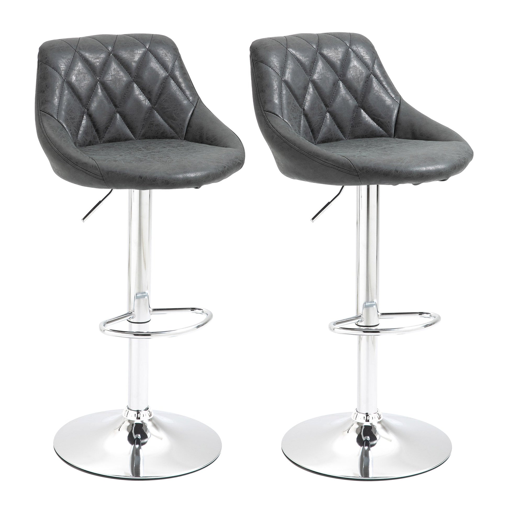 Set 2 swivel design bar stools with adjustable height - black - Borgè