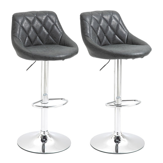 Set 2 swivel design bar stools with adjustable height - black