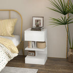 Homcom modern bedside table in chipboard and mdf with a drawer and 2 shelves, 39x39x65 cm, white - Borgè