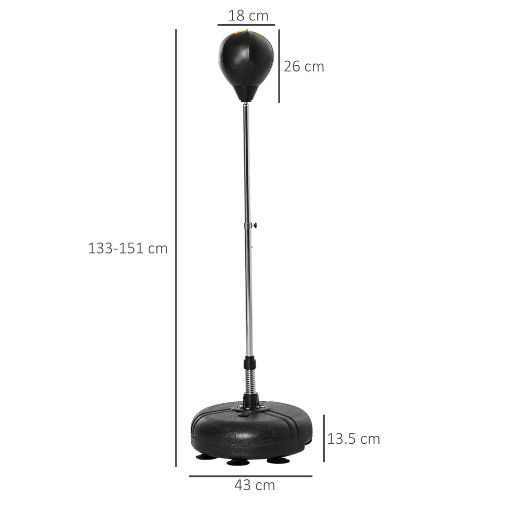 Boxing bag at adjustable height, gloves included, in pe and metal, 45x45x133-151cm, gold - Borge' Group Limited