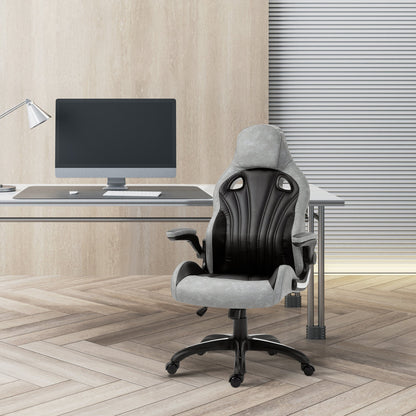 Office Chair Gaming Chair, Ergonomic with High Backrest, Swivel and Adjustable Height, Black and Grey