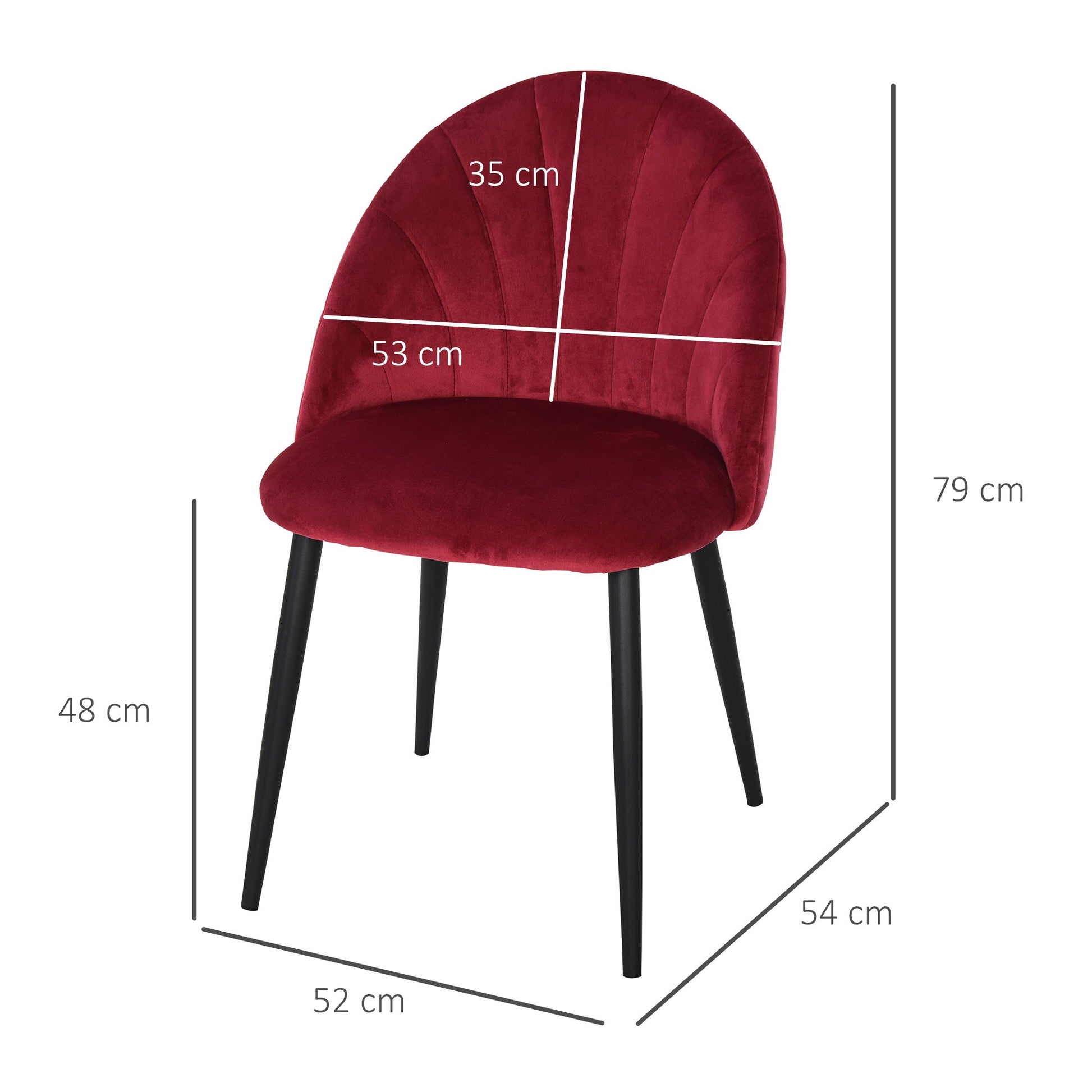 set 2 chairs for dining room padded with Nordic design in metal and bordeaux velvet - Borgè