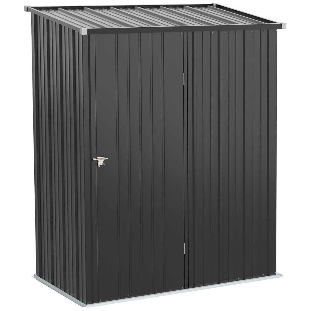 Garden Shed Tool Storage Shed in Steel Sheet with Lock, 161.5x94. 5x196cm, Black - Borge' Group Limited