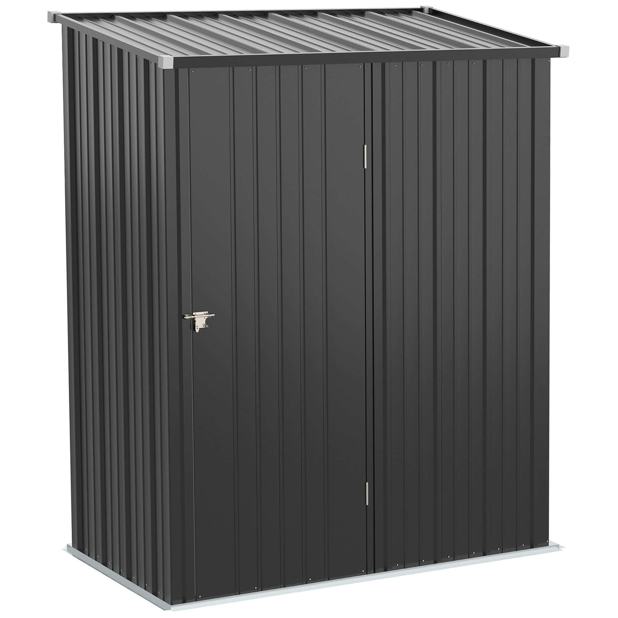 Garden Shed Tool Storage Shed in Steel Sheet with Lock, 161.5x94. 5x196cm, Black - Borge' Group Limited