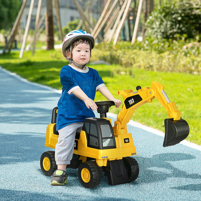 Ruspa toy for children for 1-3 years with excavator and container, without battery, yellow - Borgè