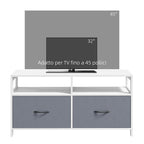 Homcom Mobile TV 45 "Max in MDF and non -woven fabric with 2 drawers and 2 shelves, 100x30x53 cm, white and gray - Borgè