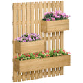Outsunny vertical wooden flower florker with 3 removable vessels, 60x16x80cm - Borgè