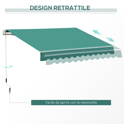 Outsunny sunglasses for outdoor outbuilding with metal and aluminum crank, 395x245cm, dark green - Borgè