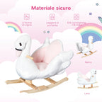 Homcom swan -shaped rocking, metal and wood structure - white - Borgè
