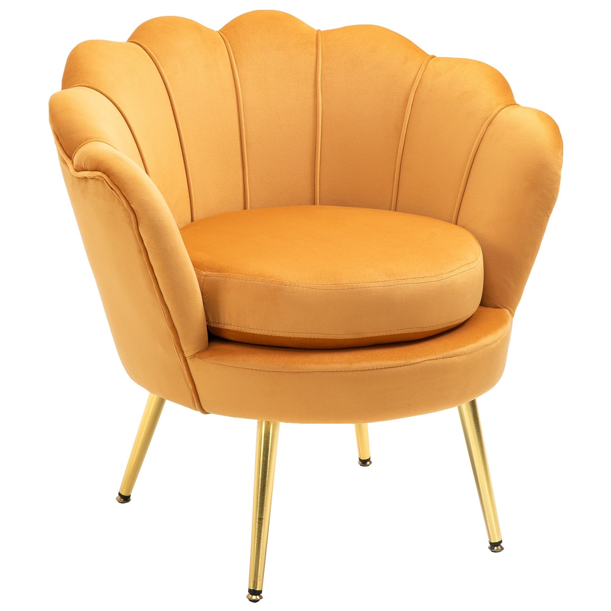 SEASHELL Design Mustard Velvet Chamber Armchair With Back | 76x67x74cm - Borgè