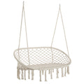 Garden and 2 -seater housing outsunny outsunny, metal frame and cotton seat 130x75x35cm, cream white - Borgè