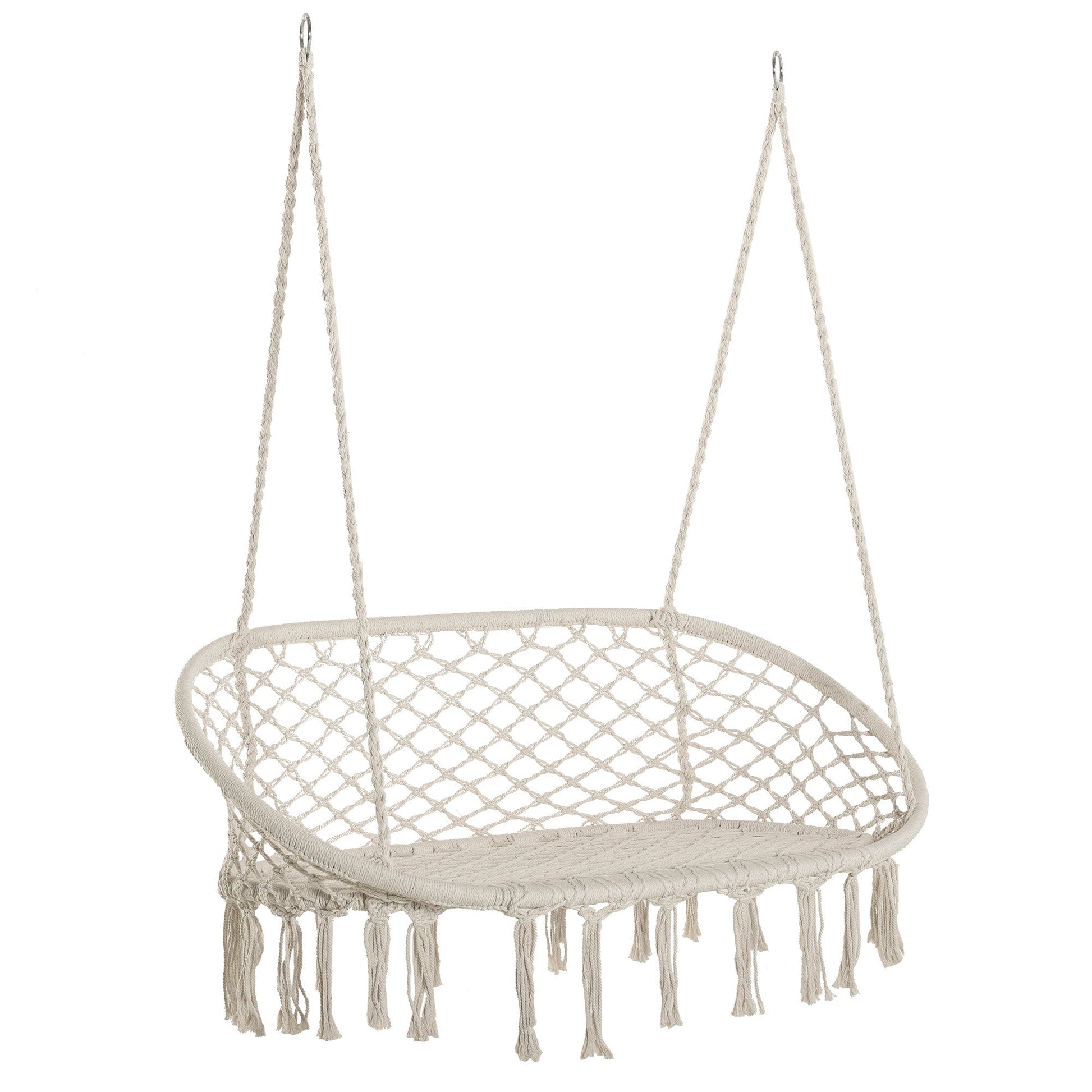 Garden and 2 -seater housing outsunny outsunny, metal frame and cotton seat 130x75x35cm, cream white - Borgè